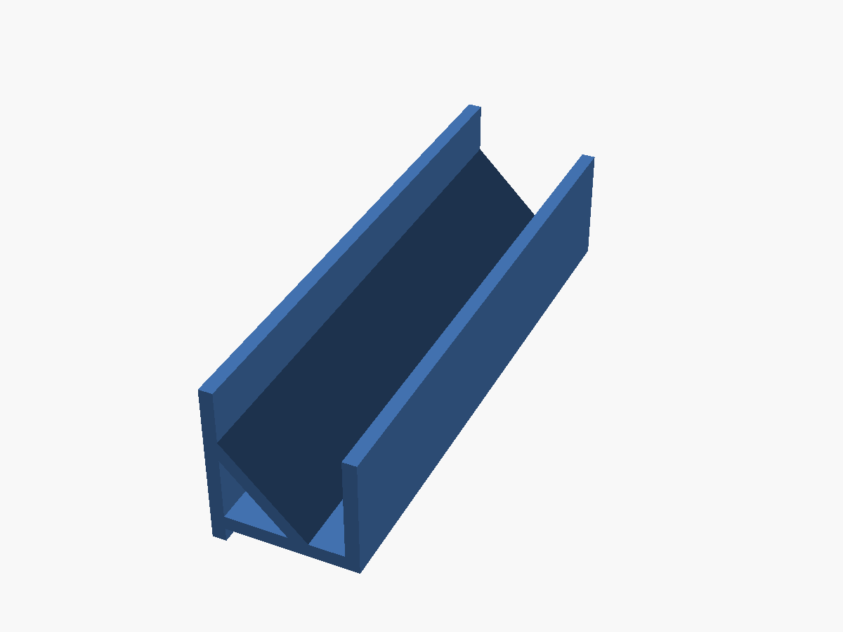 Render of the 3D-printable 45 degree LED strip wall-wash channel